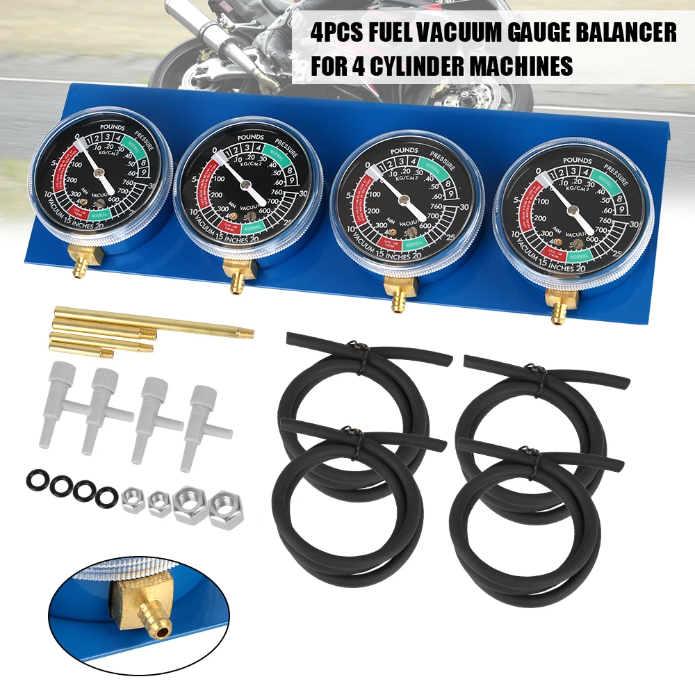 Motorcycle Fuel Carburetor Synchronizer Vacuum Balancer Gauge with Hose Synchronizer Tool For 4 Cylinder Engines Machines 2