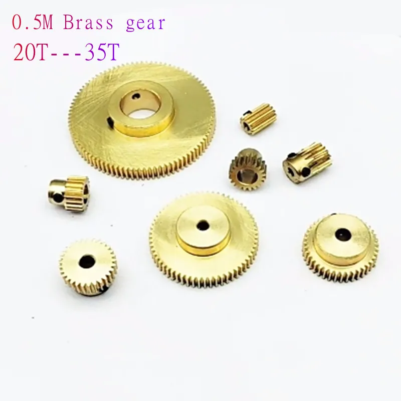 2PCS/LOT 0.5M 20 21 22 23 24 25 26 27 28 29 30 31 32 33 34 35 Teeth Brass Step Spur Gear bore 3/4/5/6/mm