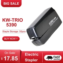 Kw-trio grampeador elétrico automático desktop grampeador automático 15 folha capacidade menos esforço suporte no.10 grampos bateria energia