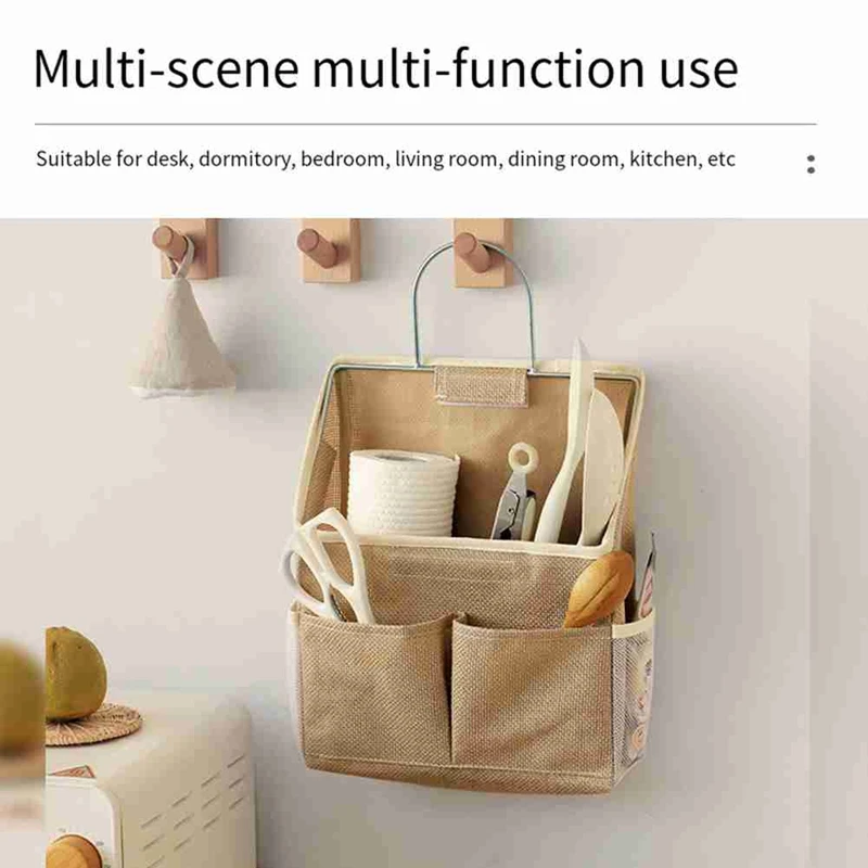 A01F-Hanging Storage Bag On Dormitory Wall Wall Door Wardrobe Desktop Fabric Bag CD Magazine Organization Basket