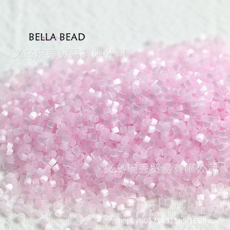 1.6mm 캣츠아이 브러쉬드 앤틱 비즈, 유리 반짝이 화이트 라이스 비즈, 수제 DIY 프랑스 자수 재료