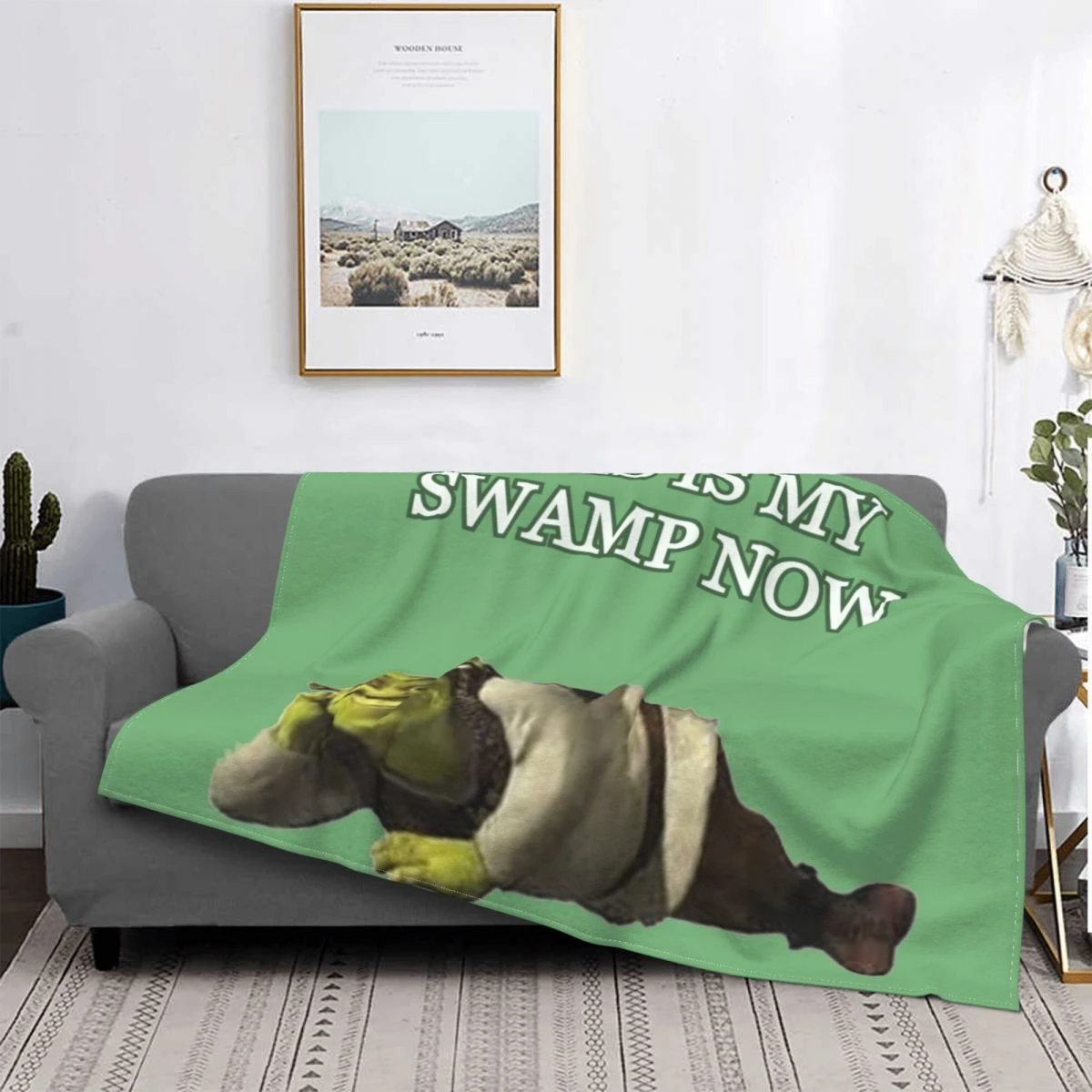 Ultrasoft Fleece Shrek Collage Throw Blanket Funny Meme Blankets For
