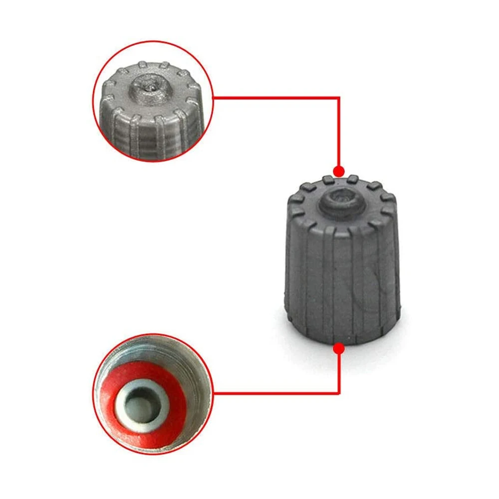 Premium Black & Grey Tire Valve Dust Caps - Durable Plastic Protection