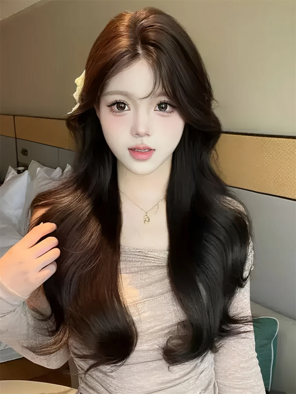 Black Brown Synthetic Lace Front Wig for Women