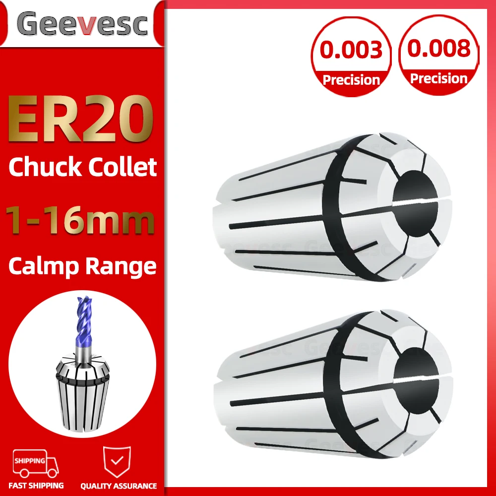 Pinza De Resorte ER20 1/2″ De Acero Manganeso 65Mn, Precisión 0.008mm Para Fresadoras CNC Y Grabadoras