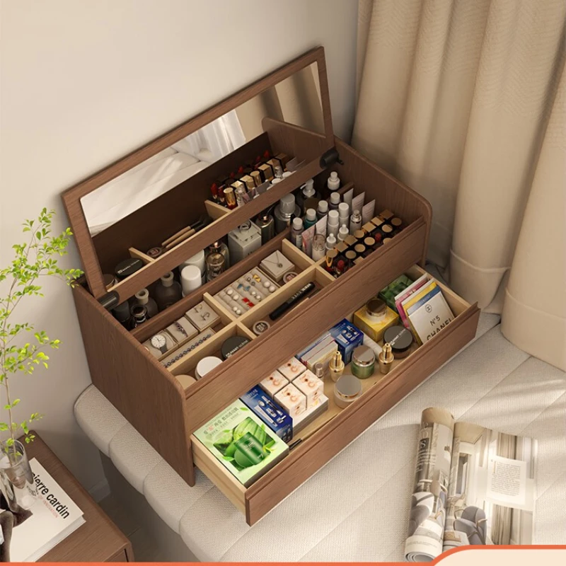 

Winter wood window dressing table, bedroom, solid wood dressing table, modern and minimalist dressing cabinet, dressing