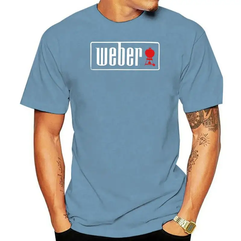 New Weber Logo Bbq Grill Jenn Air Broil King T-Shirt Nera Da Uomo Taglia S-3Xl