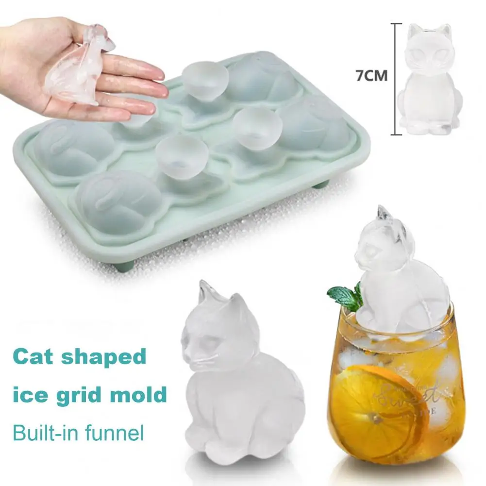 

Slow-melting Ice Cubes Silicone Cat Shape Ice Cube Tray Set for Whiskey Cocktails Reusable Eco-friendly Kitty Gifts for Bourbon