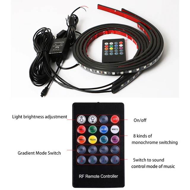 Car Charssis Flexible LED Strip Light LED Underbody Remote /APP Control RGB Neon Lights Ambient Atmosphere Auto Decorative Lamp 5