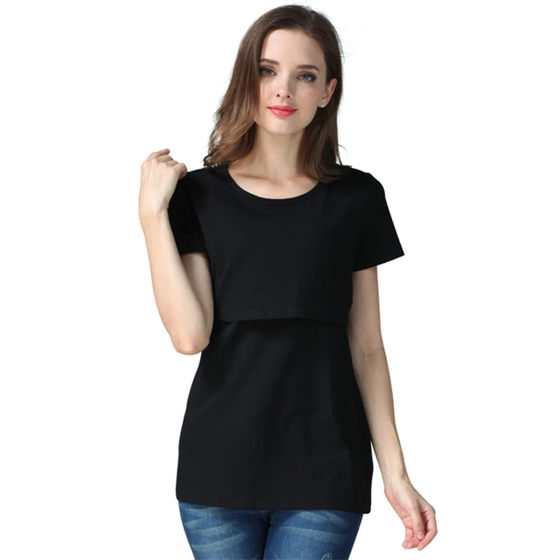 Mommy Nursing T-shirt Maternity Tops Breastfeeding Clothes Short Sleeve Cotton Shirt Lactation Blouse Big Size S-XXL 3