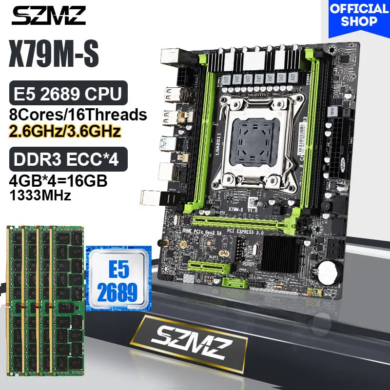 latest motherboard for desktop pc X79 Motherboard LGA 2011 Xeon E5 2689 Set with 4*4GB DDR3 ECC Memory Gaming PC Placa Mae X79 Mother Board 2011 Xeon Assembly Kit latest motherboard for pc