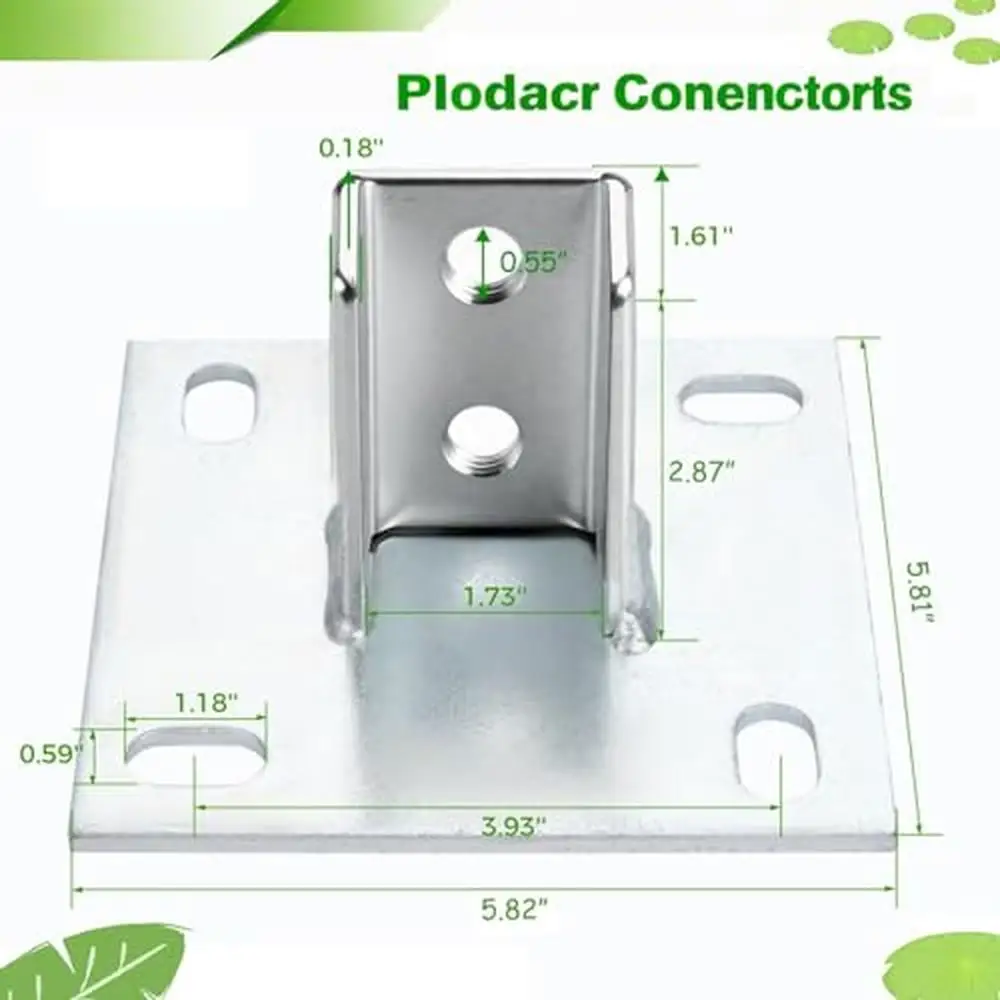 Heavy Duty Galvanized Steel Angular Post Base Square Channel Fence Post Mounting Bracket 4-Hole Anti-Tilt Design Industrial