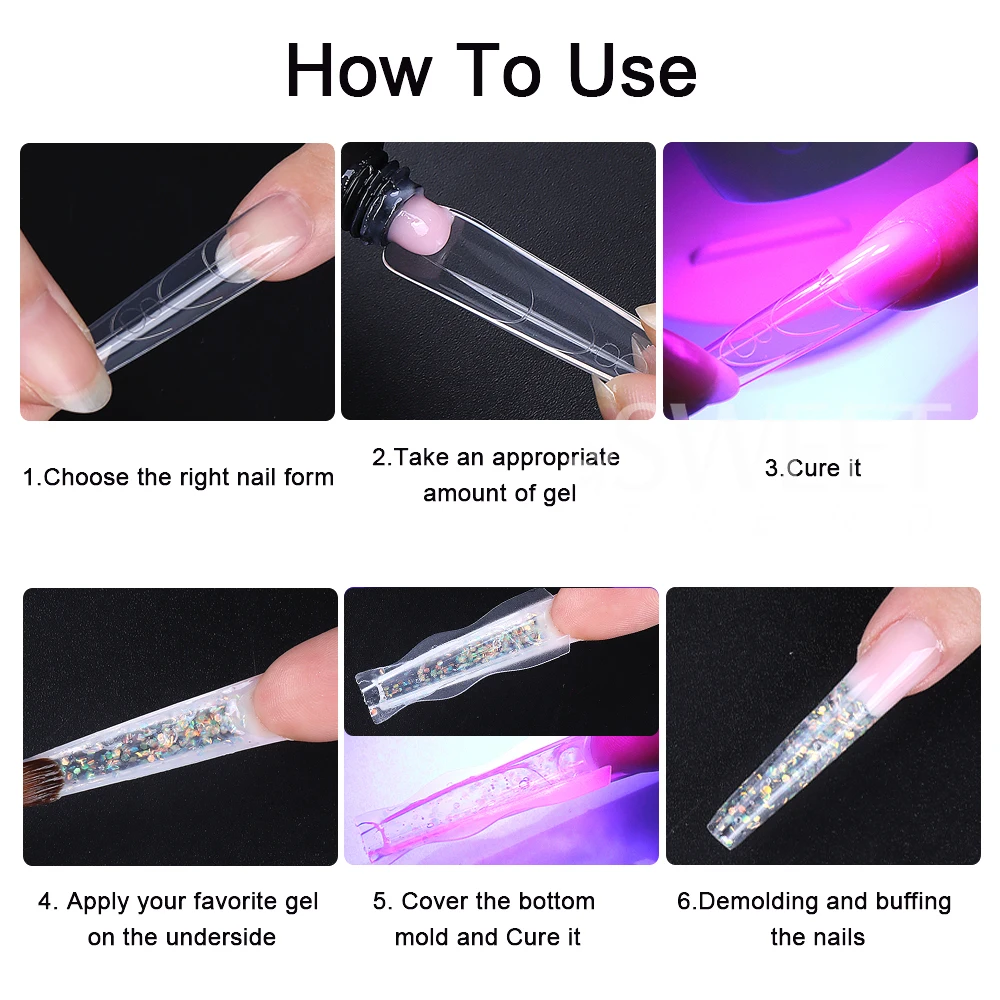 NEW 180pcs Sandwich Dual Nail Forms 15size Extensions-Dual Forms Top Bottom Mold Long Coffin Almond Nail Art Forms Manicure Tool