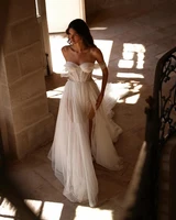 Simple Tulle Wedding Dresses For Women Sweetheart Bridal Gowns Off The Shoulder Robes Side Slit Vestidos De Novia Customized 1