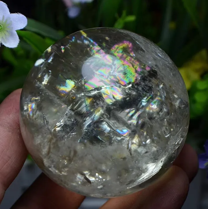 

6.5cm Rainbow Natural Rock Clear Quartz Crystal Spheres white crystal ball for sale