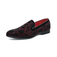 Suede Leather Rhinestone Loafers 6