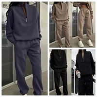 Casual Long Sleeve Sweatshirts and Trousers Fleece Two Piece Sets Lady Suit Women's Tracksuit Autumn Warm Hoodie 1
