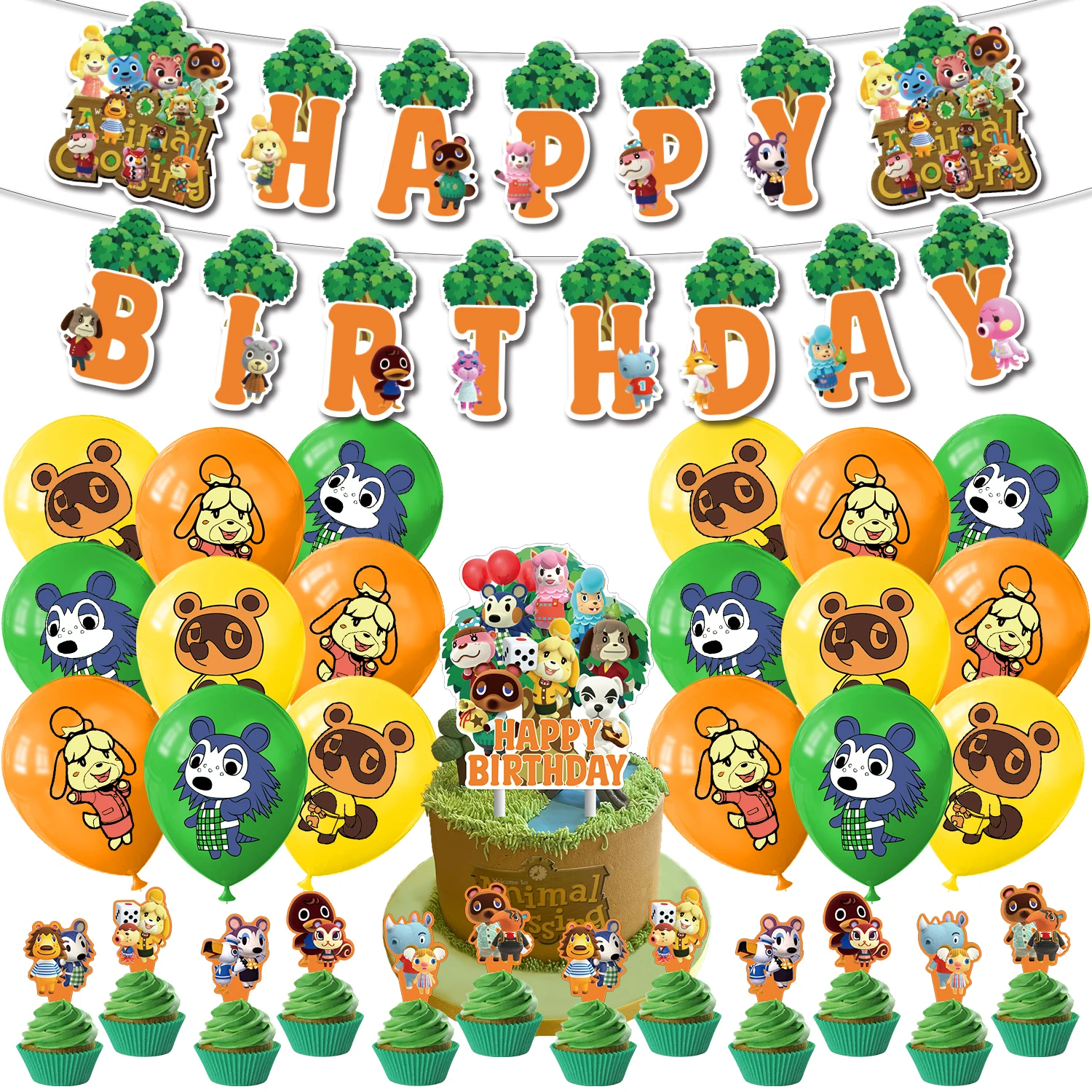 Animal Crossing New Horizons Game Party Supplies Baby Shower Happy Birthday Banner Balloons Set Di Decorazioni Per Feste Di Compleanno