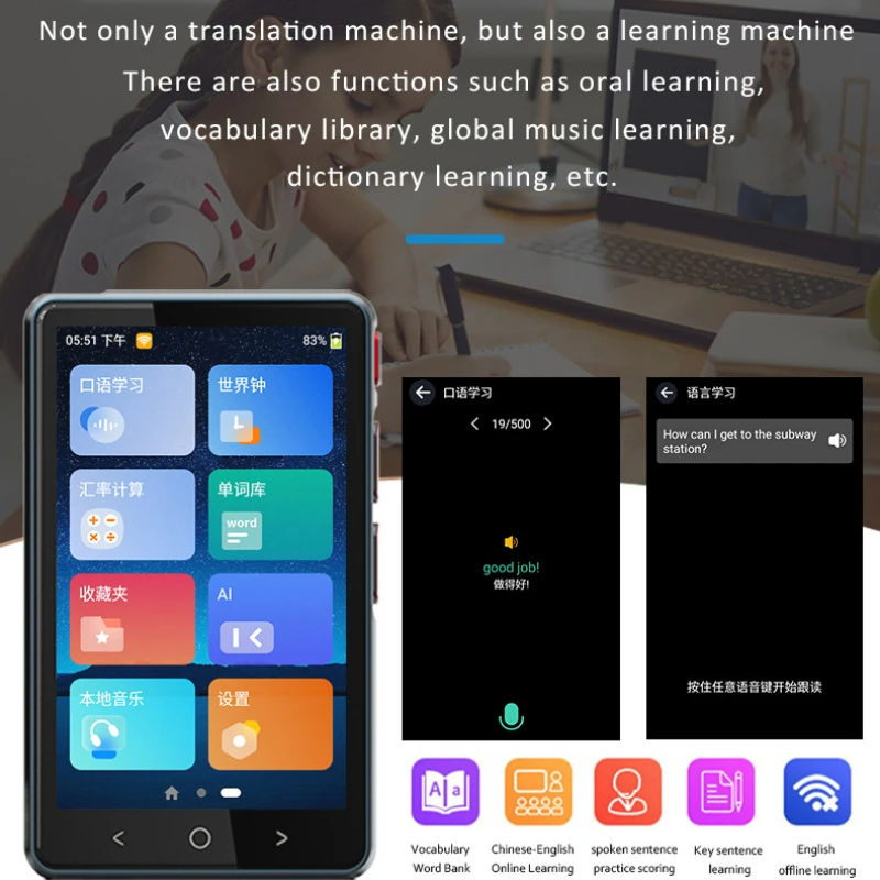 

Instant Two- Way Translator Device 134 Languages Interpreter Voice & Text & Photo Translation for Travelling Learning Business