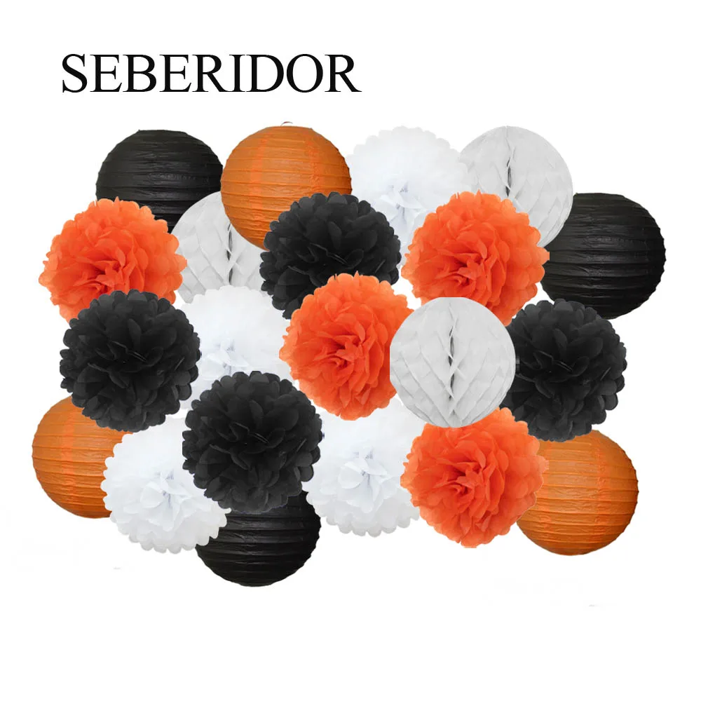 Juego De Farol De Papel Redondos Para Decoración De Fita De Bautismo, Pompón Colgante, Manualidad, 21 Piezas - AliExprs