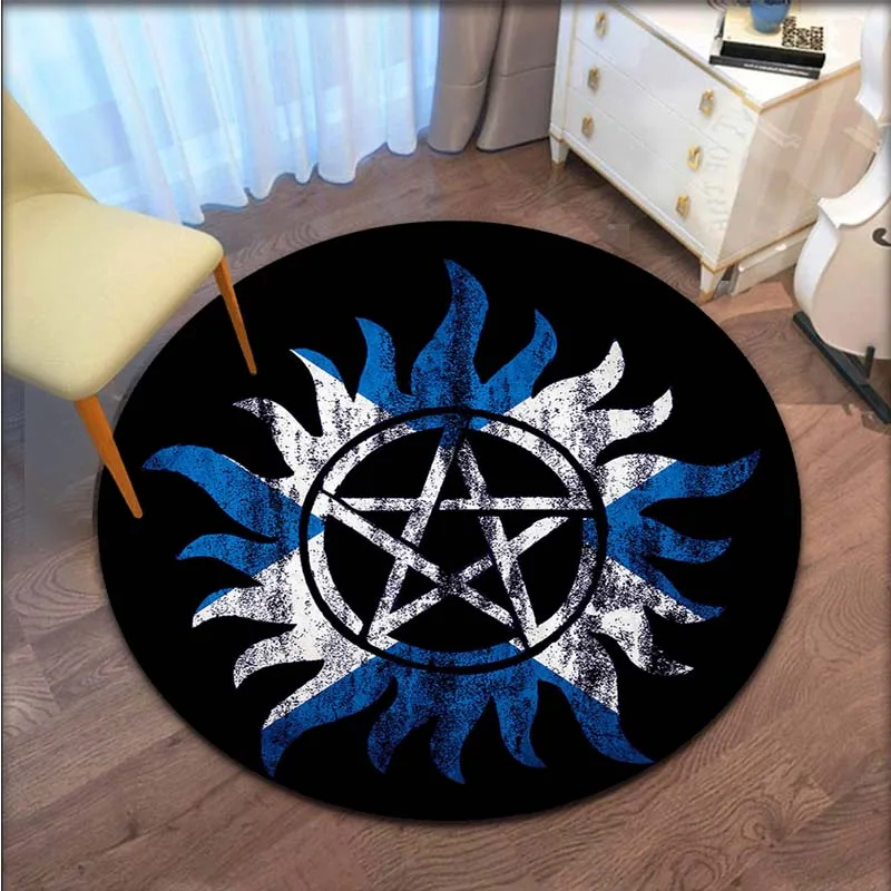 Supernatural Pentagram symbol Carpet Circular Living Room floor mat Flannel non-slip Home decor