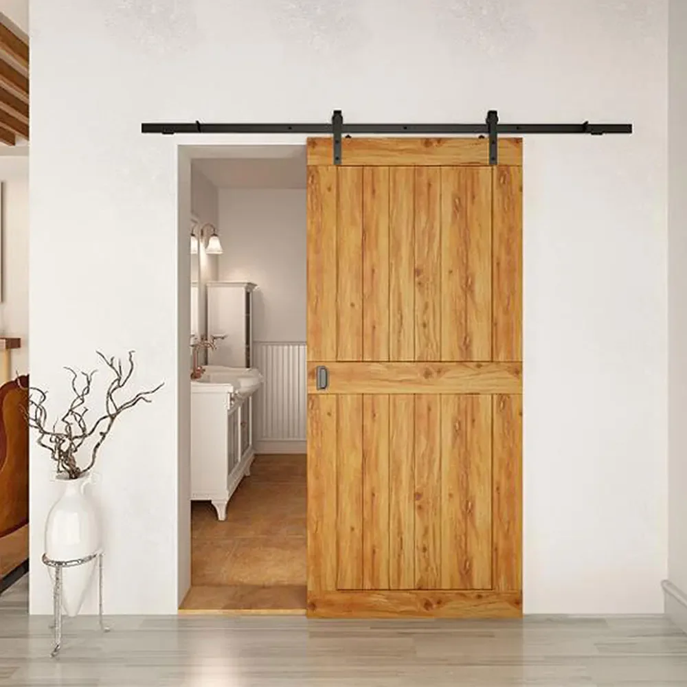 Wooden panel Room Door Modern Design Wood Veneer Sliding Barn Door for modern house Interior door 3