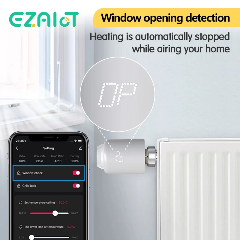 Tuya WiFi Smart ZigBee TRV Radiator Thermostatic Actuator Valve Programmable Temperature Controller Voice Alexa Google Home