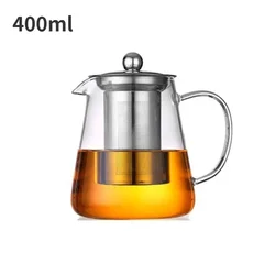 Elegant Heat - Resistant Borosilicate Glass Teapot with Stainless Steel Infuser (400ml)