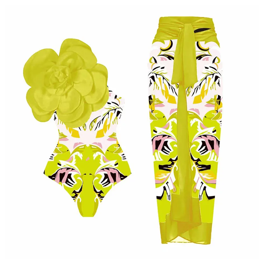 ZAFUAZ 2023 Sexy Swimwear Ruffle Shoulder Bikini Set One Piece Swimsuit Skirt Women Brazilian Beachwear Bathing Suit Dress