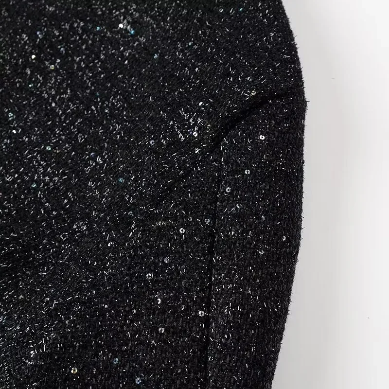 Saccb1d8b17ab4ab294854085199cef82e Women's Sequined Bomber Jacket Fall New Round Neck Long Sleeve Pocket Stretch Hem Sequins Jacket Coat Female Chic Outerwear Mallzona