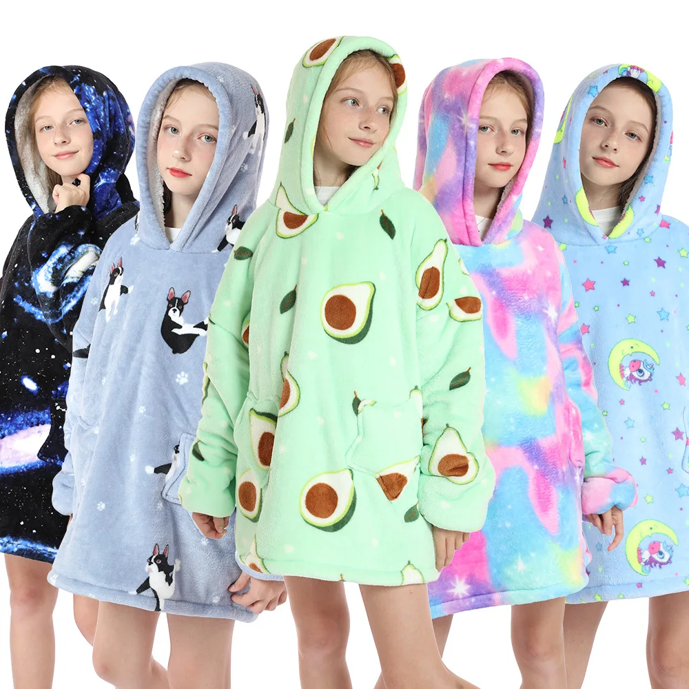 Minecraft Xmas oversized deken Hoodie Kids jongens Girls Creeper Fleece Een maat