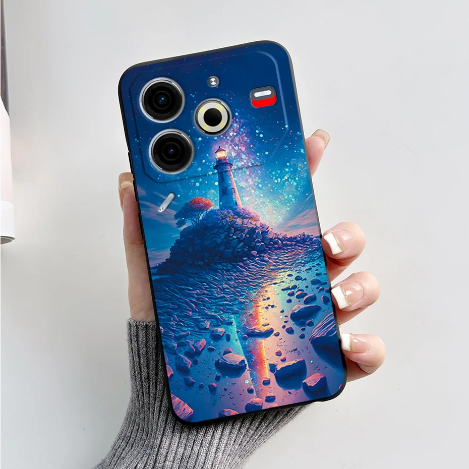 Luxury Marble Black Silicone Soft Phone Case - Elegant TPU Back Cover in 6.78