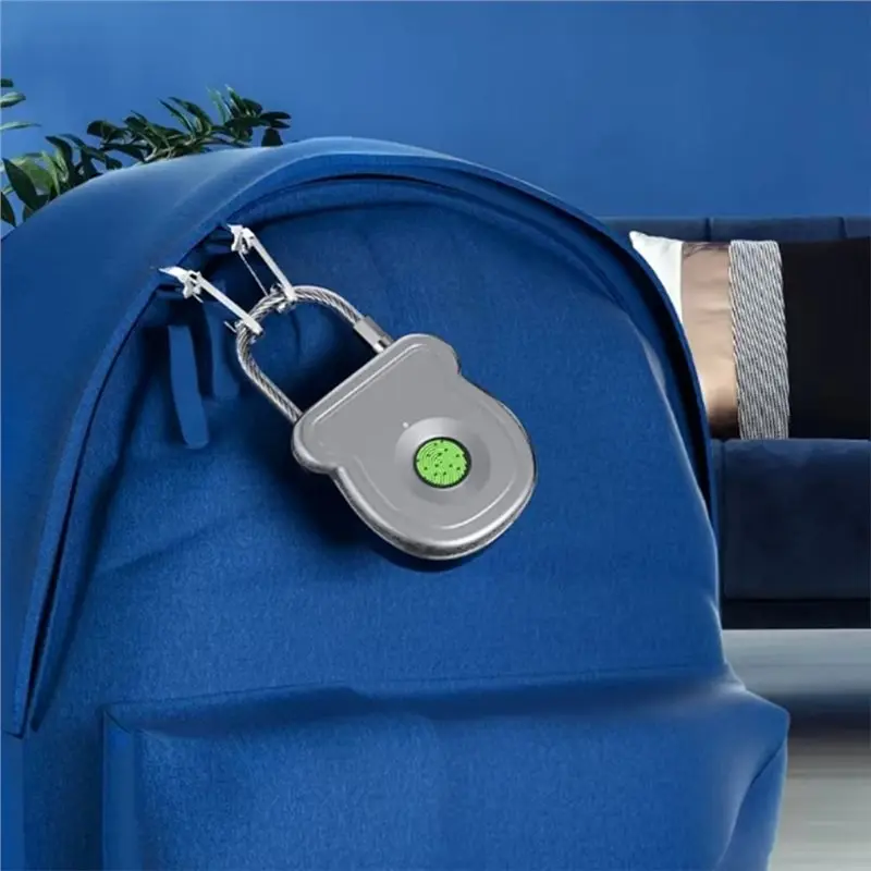 A92Z USB 충전식 키리스 지문 생체 인식 패드락, 20명 사용자 용량, 플라스틱 본체, 전자 잠금 장치