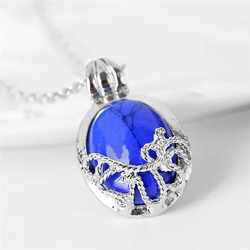 Film The Vampire Diaries Necklace Vintage Katherine Pendant Fashion Movie Jewelry Cosplay For Women Lapis Lazuli Pendant 2