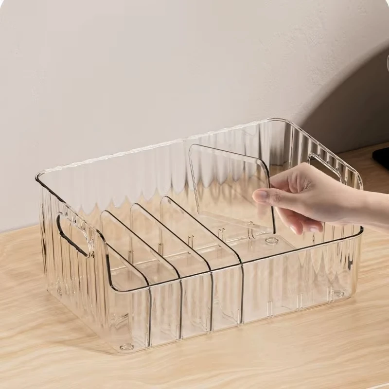 Large Capacity Spice Rack Transparent Divided Cosmetic Food Storage Box Countertop Spice Shelf Kitchen Pantry Cabinet Organizer