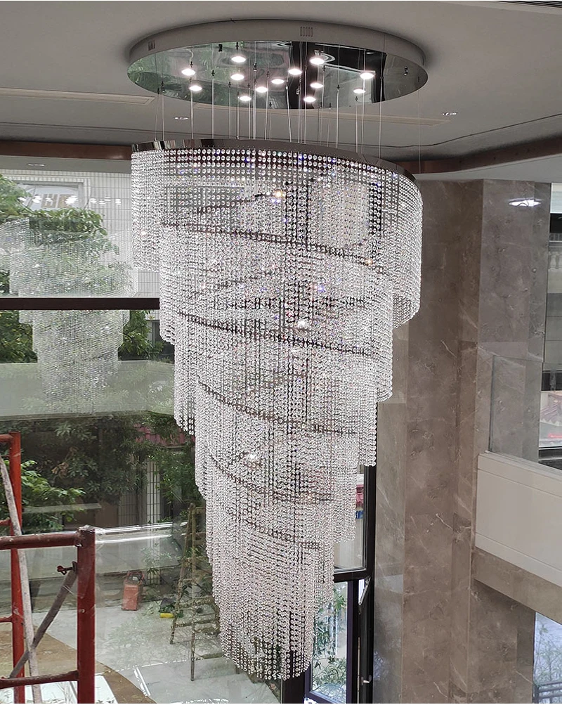 Shop Luxury Large Spiral Crystal Chandelier for Staircase, Hallway ...