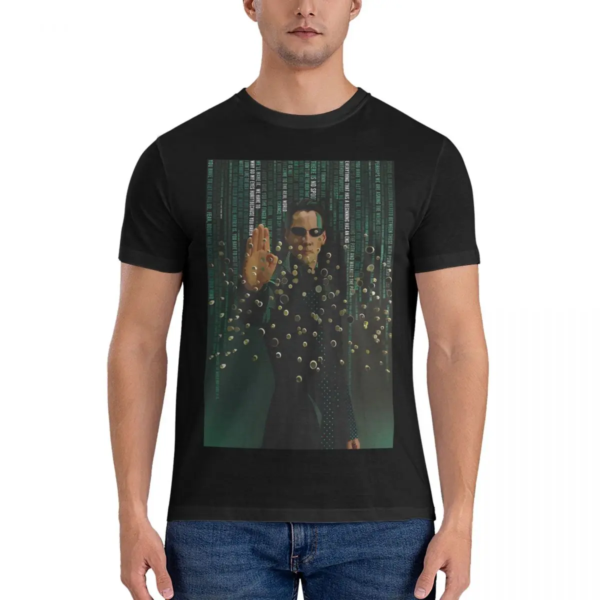 Quotes Felpa Leggera T-Shirt Uomo The Matrix Neo Film Morpheus Fashion Tee Shirt Girocollo Manica Corta