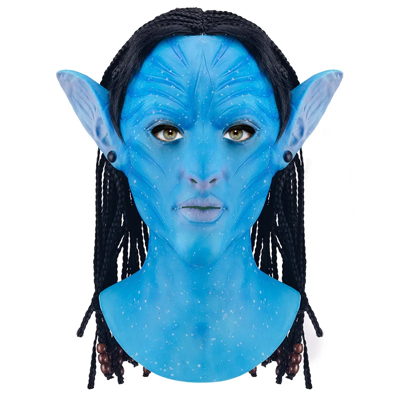 Movie Avatar Cosplay Mask Jake Sully Costumes Role-Playing Night Lights Latex Mask Halloween Party Cos Rave Props Avatar 2