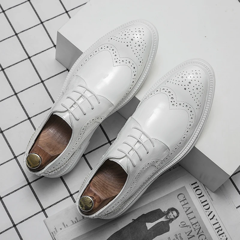 

Handcrafted Mens Oxford Shoes Genuine Calfskin Leather Brogue Dress Shoes Classic Business Formal Shoes Man
