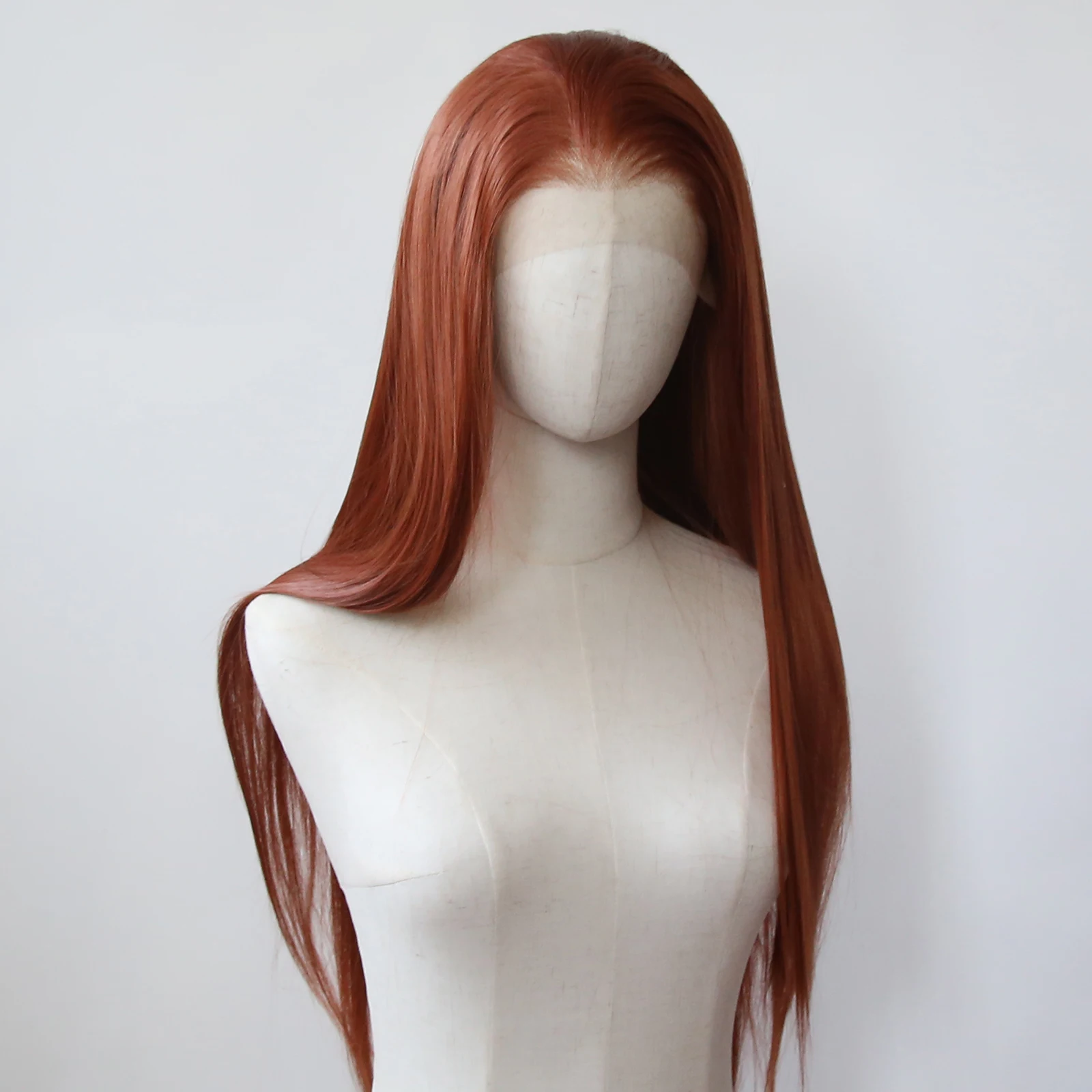 Lace Front Wig Synthetic Hair Wigs Ginger Brown Synthetic Lace Front Wig Long Straight Copper Red Pre Plucked Heat Resistant Fiber Hair
