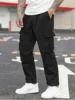 New men's overalls multi-pocket loose men draw rope solid color outdoor hiking overalls 2