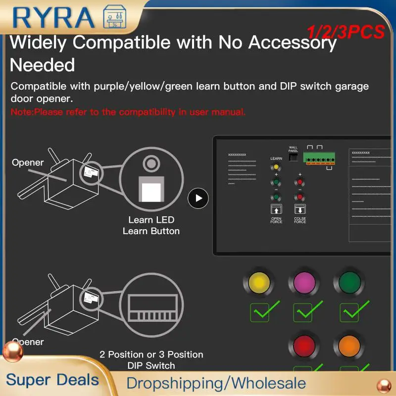 

1/2/3PCS Tuya WiFi Smart Garage Door Opener Wireless 433MHz Door Sensor Compatible Alexa Home for Warehouse Garage Door