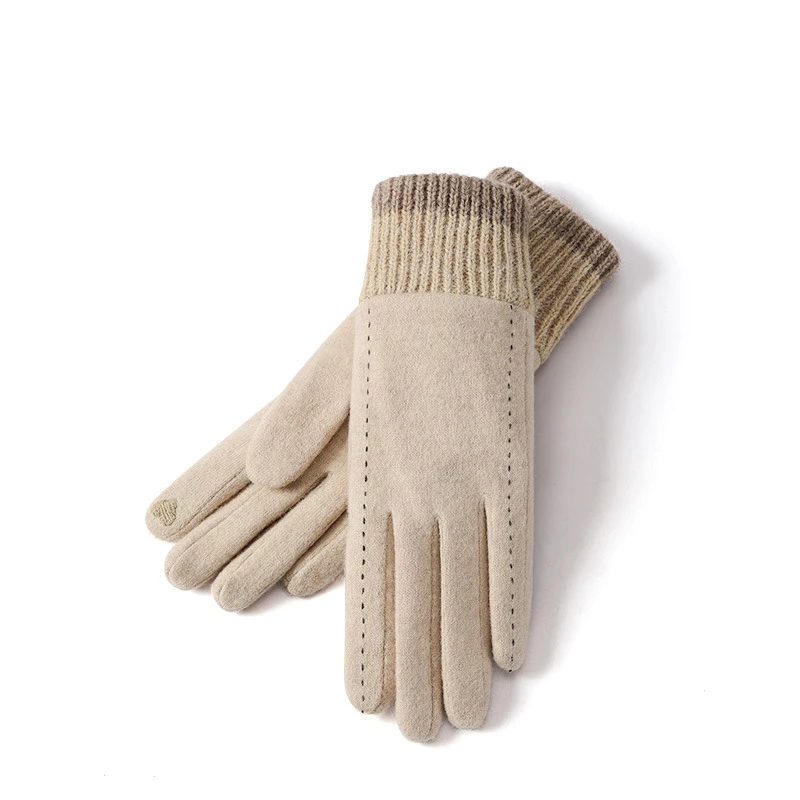 Gloves Women Winter Autumn Warm Wool Knit Fleece Lining Sports Skiing Accessory For Outdoor