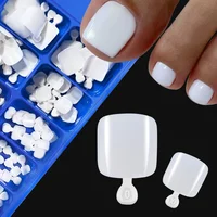 100PCS Short Square False Toenail Tips Full Cover White Artificial Fake Toenail Acrylic Foot Nail Art Tip Press on Toe Extension 4