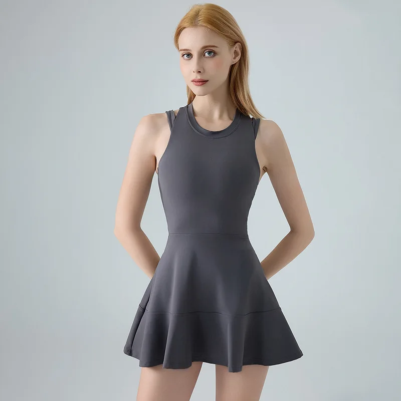 Tennis Dress Female Sleeveless Sport Suits Training Running Fitness Golf Badminton Tracksuits Padded braYoga Skirts sports dress
