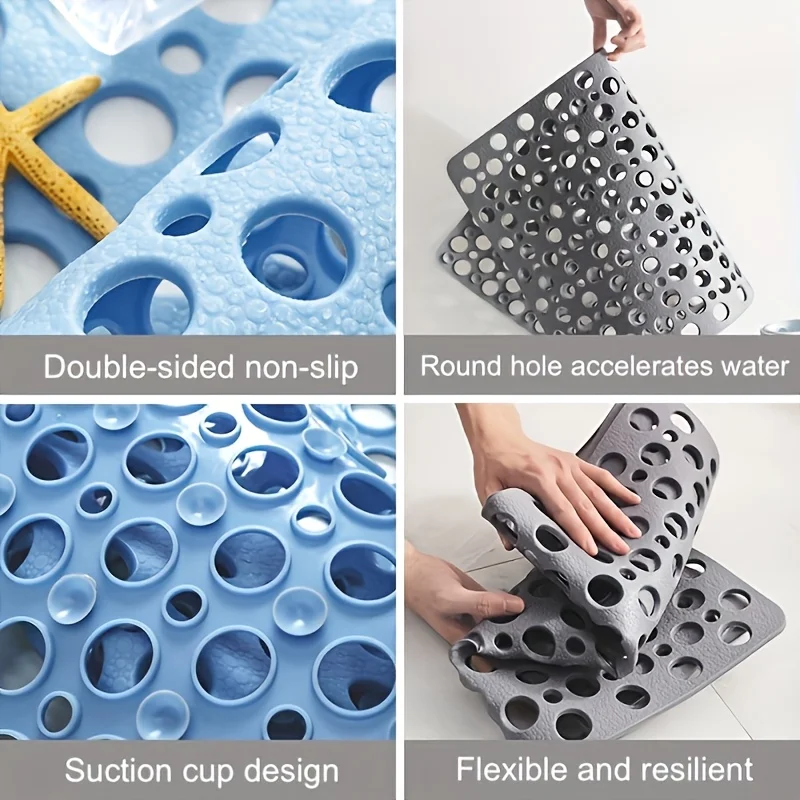 Plush Non-Slip Bath & Shower Mat with Drainage and Suction Grip