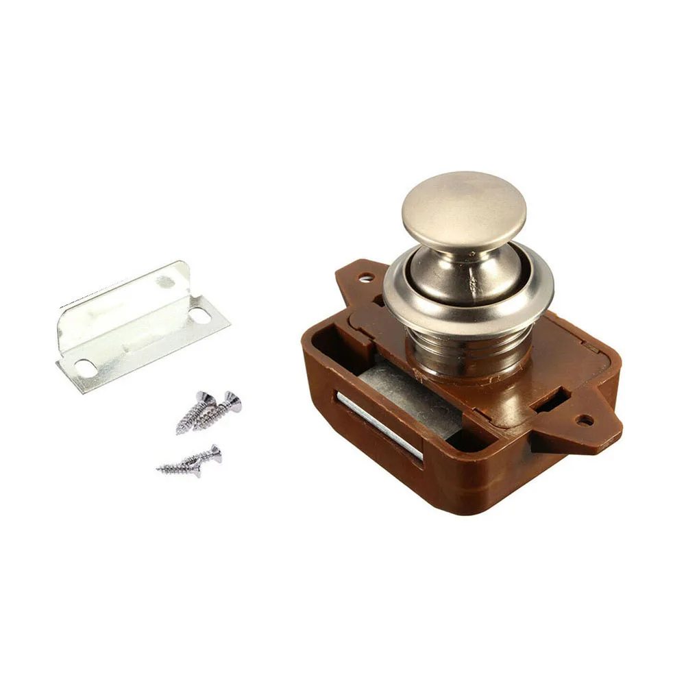 

1pc Camper Push Button Lock Caravan ABS & Zinc Latch Yacht Replacement Parts Brown Car Houseuse Lock Accessories