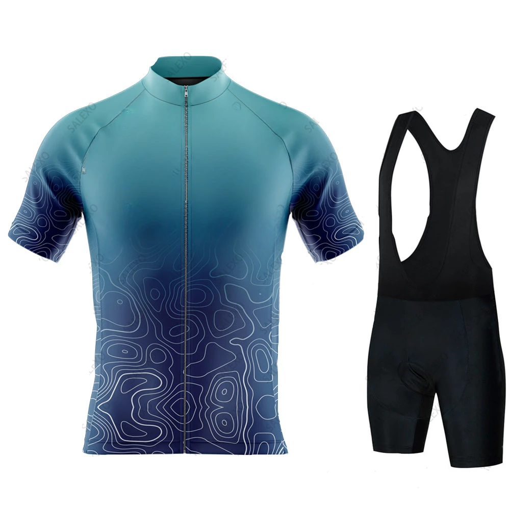남성용 반팔 사이클링 저지 세트, 로드 바이크 셔츠 수트, 자전거 턱받이 반바지, 여름 사이클링 의류 키트, 2023 신제품