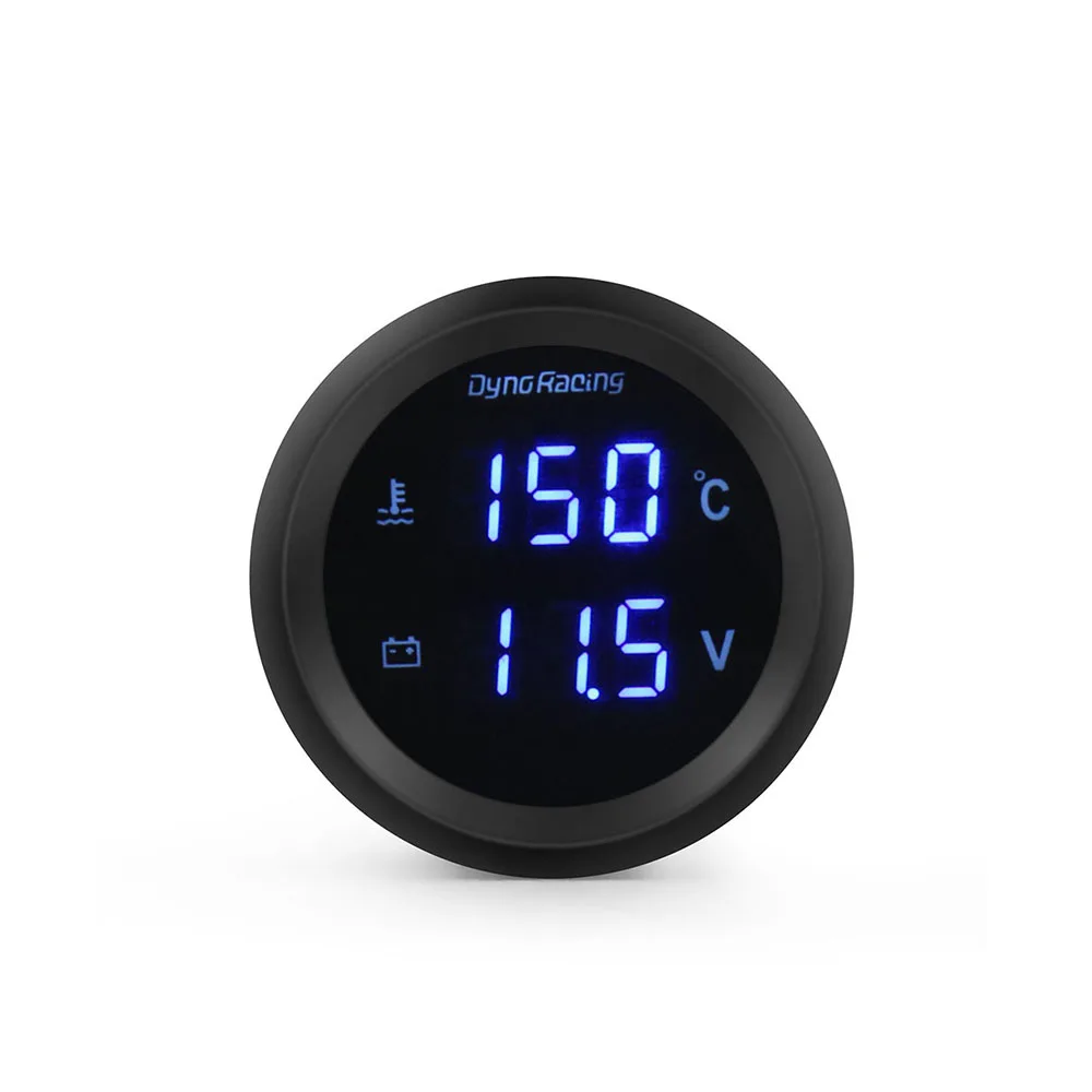 2 in 1 52mm 2인치 디지털 수온계 및 전압계 12V/24V 블루 LED 자동차 게이지 자동차 미터(온도 센서 1/8NPT 포함)