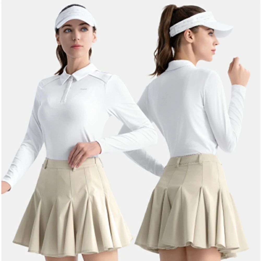 PGM Golf Women's Summer Pleated Short Skirt A-line Lotus Leaf Skirt Sports Women's Half length Slimming Golf Tennis Wear